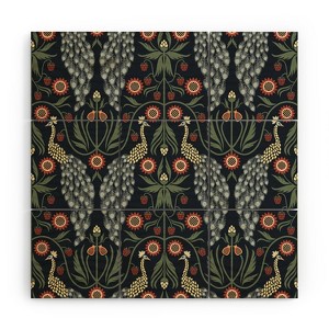 Emanuela Carratoni Peacocks and Berries Wood Wall Mural - society6 - 1 of 2