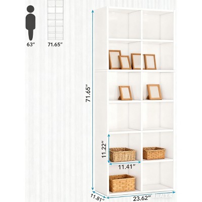 Gulches 70.9" Modern Bookcase, 12-Cube Storage Bookshelf