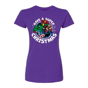 Women's - Marvel - Have A Super Christmas Avengers Fitted Graphic T-Shirt - 1 of 1