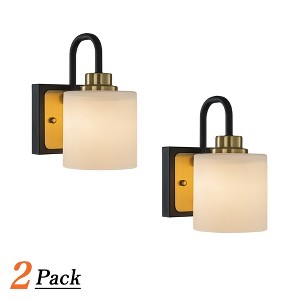 ALOADECOR Modern Elegant Brass And Black Bathrooom Vanity Light With Milk White Glass Shades(2-Pack) - 1 of 4