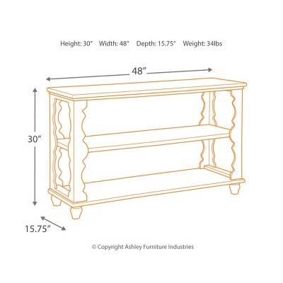 Antique White and Brown Wood Console Table with Storage