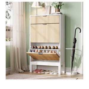 Farmhouse Shoe Storage Cabinet with 2 Flip Drawers - 1 of 4