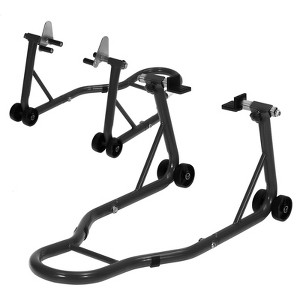 Heavy Duty Motorcycle Lift Stand Set Front and Rear Wheel Paddock Stand with Adjustable U and L Swingarm Spool 900 Lb Capacity for Bike Maintenance - 1 of 4