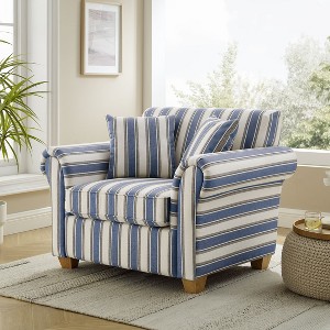 VANOMi 40.94'' Oversized Accent Chair with Stripe Pattern, Striped Fabric Armchair - 1 of 4