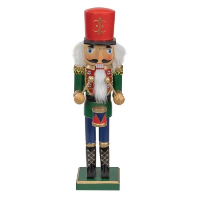 Northlight 14" Green and Red Traditional Standing Drummer Christmas Nutcracker
