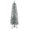 YOOCOZZ Christmas Decoration - 5 ft White Artificial Pencil Xmas Tree with 263 Snow Flocked Tips, Metal Base, Realistic Xmas Tree, Easy Setup - 3 of 4