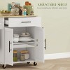 GlasFlength Kitchen Carts and Islands Rolling Kitchen Table Storage Island Mobile Buffet Server Table for Dining Room, White, 29.9"*15"*34.1" - 3 of 4