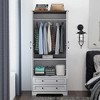 Brafab 71" Modern Functional Armoire Wardrobe Closet with Adjustable Shelf and Hanging Rail, 2 Wide Drawers,white - 3 of 4