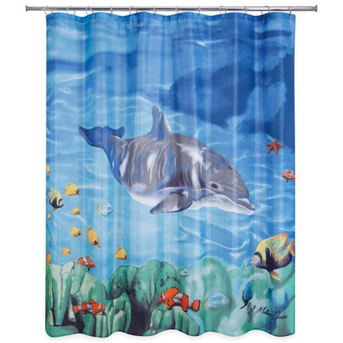 Dolphin Fish Shower Curtain Allure, Dolphin Shower Curtain Hooks