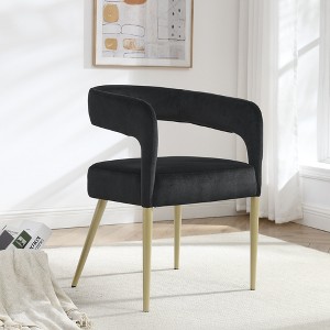 Elegant Hollow Backrest Velvet Chair – Perfect for Small Spaces, Comfortable and Easy to Assemble - 1 of 4