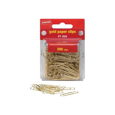Staples Smooth Gold Paper Clips #1 Size 200/Pack (32013) 480113