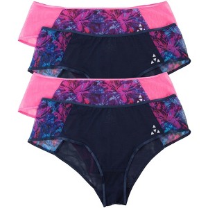 Balanced Tech Women's Printed Mesh Hipster Panty 4 Pack - Hibiscus - Medium - 1 of 1