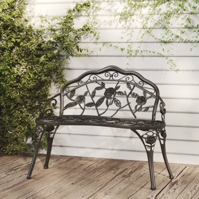 vidaXL Patio Bench 39.4" Cast Aluminum Black