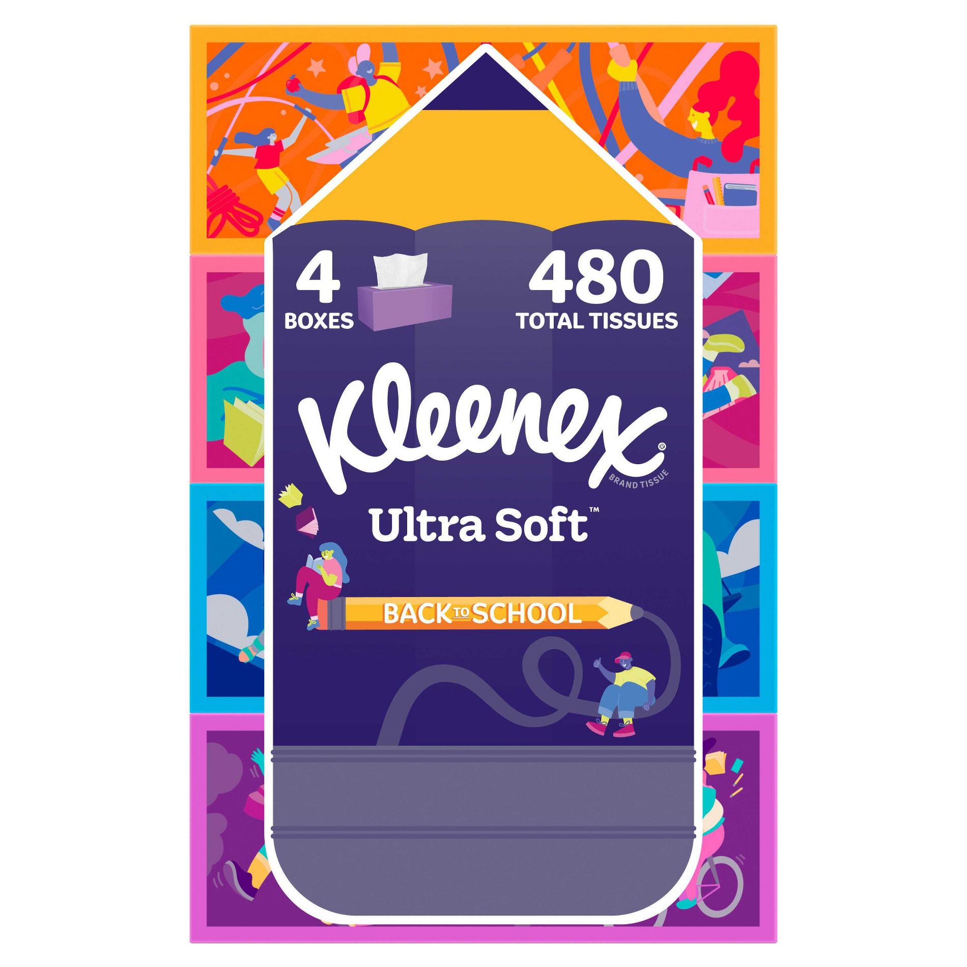 Kleenex Ultra Soft Back to School Facial Tissue - 4pk/120ct