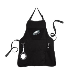Evergreen Philadelphia Eagles Black Grill Apron- 26 x 30 Inches Durable Cotton with Tool Pockets and Beverage Holder - 1 of 2