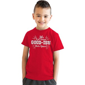 Youth Ive Been Goodish This Year T Shirt Funny Christmas Holiday Party Tee - Crazy Dog Youth T Shirt - 1 of 4
