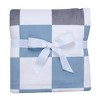 Lambs & Ivy Little Racer Soft Checkered Blue/White/Taupe Fleece Baby Blanket - 4 of 4