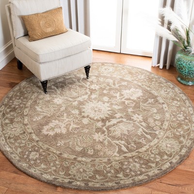 Anatolia Grey Hand-Spun Wool 6' Round Tufted Area Rug