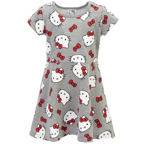 Hello Kitty Big Girls Short Sleeve Dress Grey 10-12 : Target
