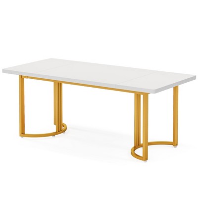 Tribesigns 70.8” Long Dining Table White & Gold : Target