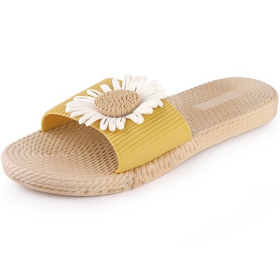 Allegra K Women's Espadrille Sunflower Decor Slip-on Strappy Beach Sandals