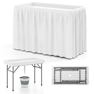 Costway 4 Foot Ice Cooler Folding Table Outdoor Portable Ice Bin Table with Large Sink - 1 of 4