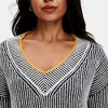 Knit & Lounge Women’s Striped Deep V Sweater Lightweight Ribbed Knit Long Sleeve Slim Fit Contrast Trim - 2 of 4