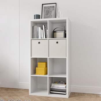 Backless Bookshelf, Smart Cube 8-Cube Organizer Storage with Opened Back Shelves, 2 X 4 Cube Bookcase Book Shleves for Home Office-The Pop Home