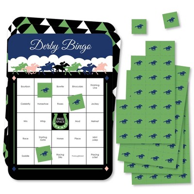 Big Dot of Happiness Kentucky Horse Derby - Bar Bingo Cards and Markers - Horse Race Party Bingo Game - Set of 18