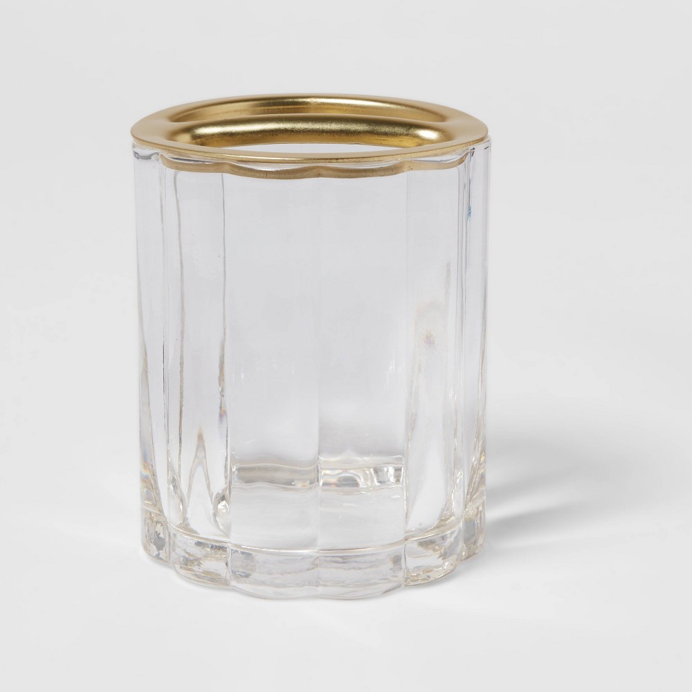 Photos - Toothbrush Holder Fluted Glass Solid  Clear - Threshold™