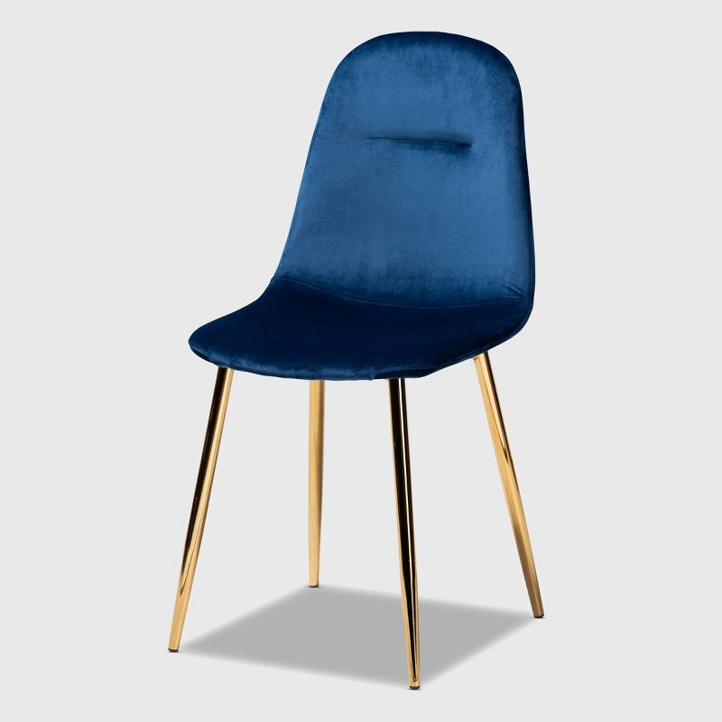 Set of 4 Elyse Velvet Upholstered Metal Dining Chairs - Baxton Studio, 3 of 9