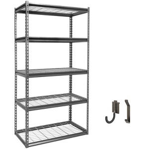 Atlas Shelving 5-Tier 36"x18"x72" Steel Boltless Shelving Load 4000lbs with Wire Deck Hammertone: Adjustable Rust-Resistant Storage Racks - 1 of 4
