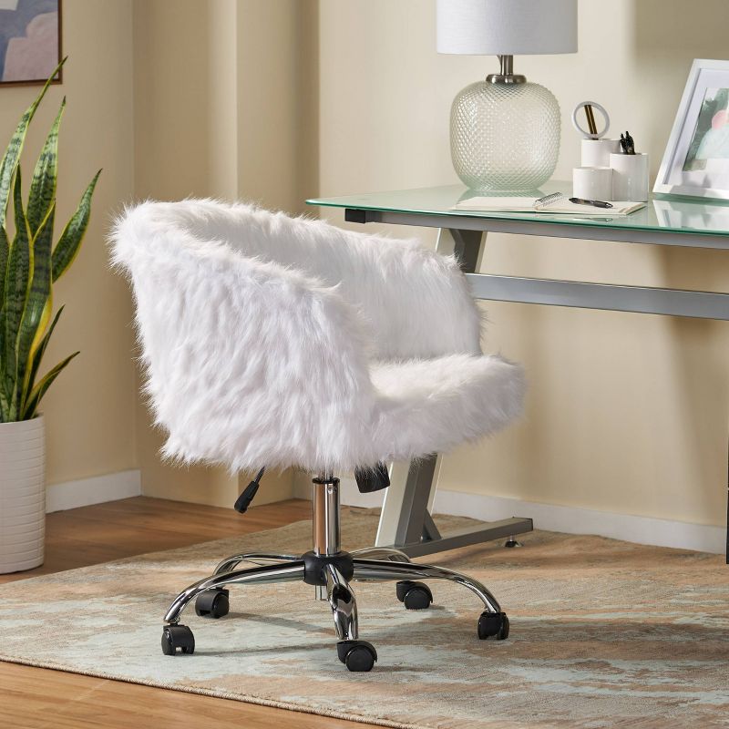 Syosset Modern Glam Swivel Office Chair White/Silver - Christopher Knight Home, 3 of 13