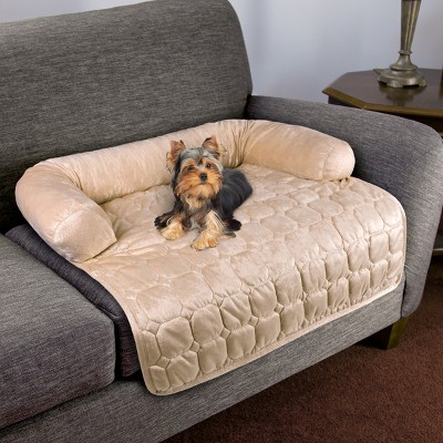 Beige Microsuede Pet Furniture Protector with Bolster