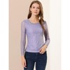 Allegra K Women's Slim Fit Sheer-Long-Sleeves Flower Embroidery Lace Top - 3 of 4