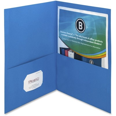 Business Source 2-Pocket Folders 125 Sht Cap Letter 12"x9" 25/BX L.BLUE 78491