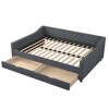 Full Size Daybed with Drawers Polyester Tufted Sofa Bed, with Button on Back and Piping on Waved Shape Arms-Dark Gray - 2 of 4