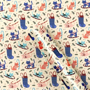 30” 25 sq ft Christmas Roll Wrap Playful Cats - Wondershop™ - 1 of 3