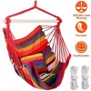 LakeForest"Portable Canvas Hammock Chair with Wooden Stick, 265lbs Capacity, 2 Pillows for Porch & Patio"Blue&Red - 2 of 4