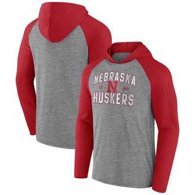 NCAA Nebraska Cornhuskers Men's Gray Lightweight Hooded Sweatshirt