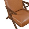 Faux Leather Upholstery Solid Rubberwood Accent Chair with Dacron Foam, Attached Cushions and Brown Finish Frame - 4 of 4