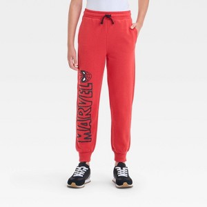 Boys' Spider-Man Printed Fleece Joggers - Red - 1 of 4