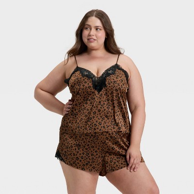 Women's Lace Trim Satin Pajama Tank Top - Auden™