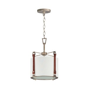 Maxim Lighting Sausalito 1 - Light Pendant in  Weathered Zinc/Brown Suede - 1 of 4