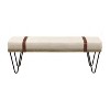 Simple Relax Fabric Upholstered Accent Bench in Beige and Black - 3 of 4