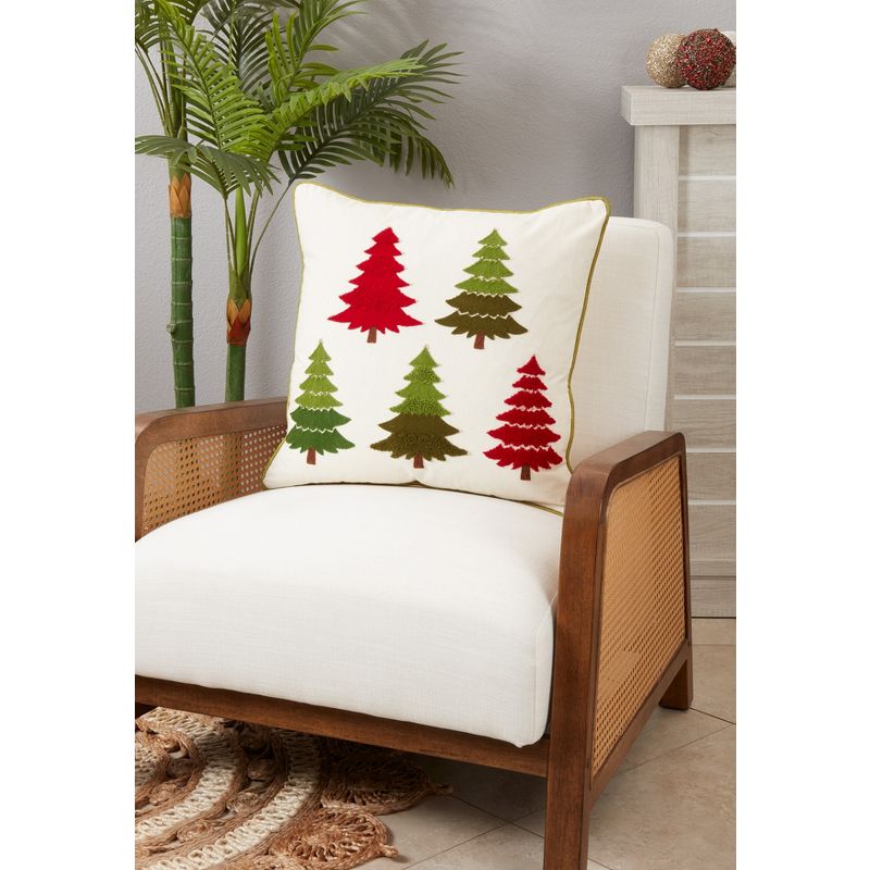 Saro Lifestyle Saro Lifestyle Cotton Throw Pillow Cover With Christmas Tree Embroidery, 3 of 4