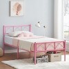 Twin Bed Frame with Headboard, 12.2" H Metal Platform Bed Frame for Kids, Heavy Duty Steel Slat Pink Twin Size Bed Frame, No Box Spring Needed - 3 of 4