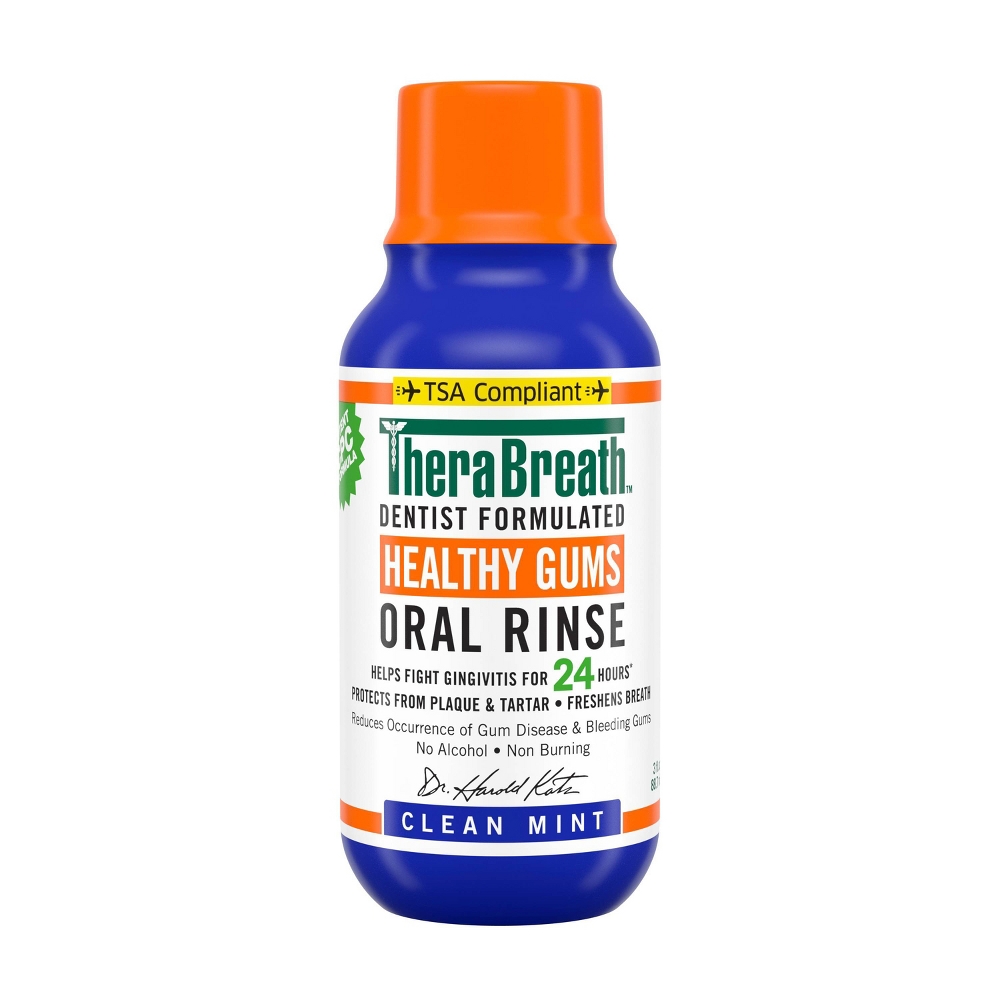 TheraBreath Healthy Gums Mouthwash Antigingivitis - Clean Mint - Travel Size - 3 fl oz