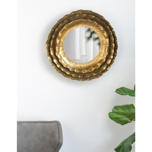 FONTOI Round Retro Wall Mirror with Gold Metal Frame, Decorative Mirror Wall Decor for Living Room, Entryway, Gold, 2.2"*16.3"*16.1" - 1 of 4