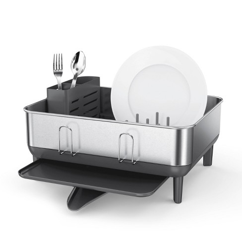 Simplehuman Compact Steel Frame Dish Rack Brushed Stainless Steel White :  Target